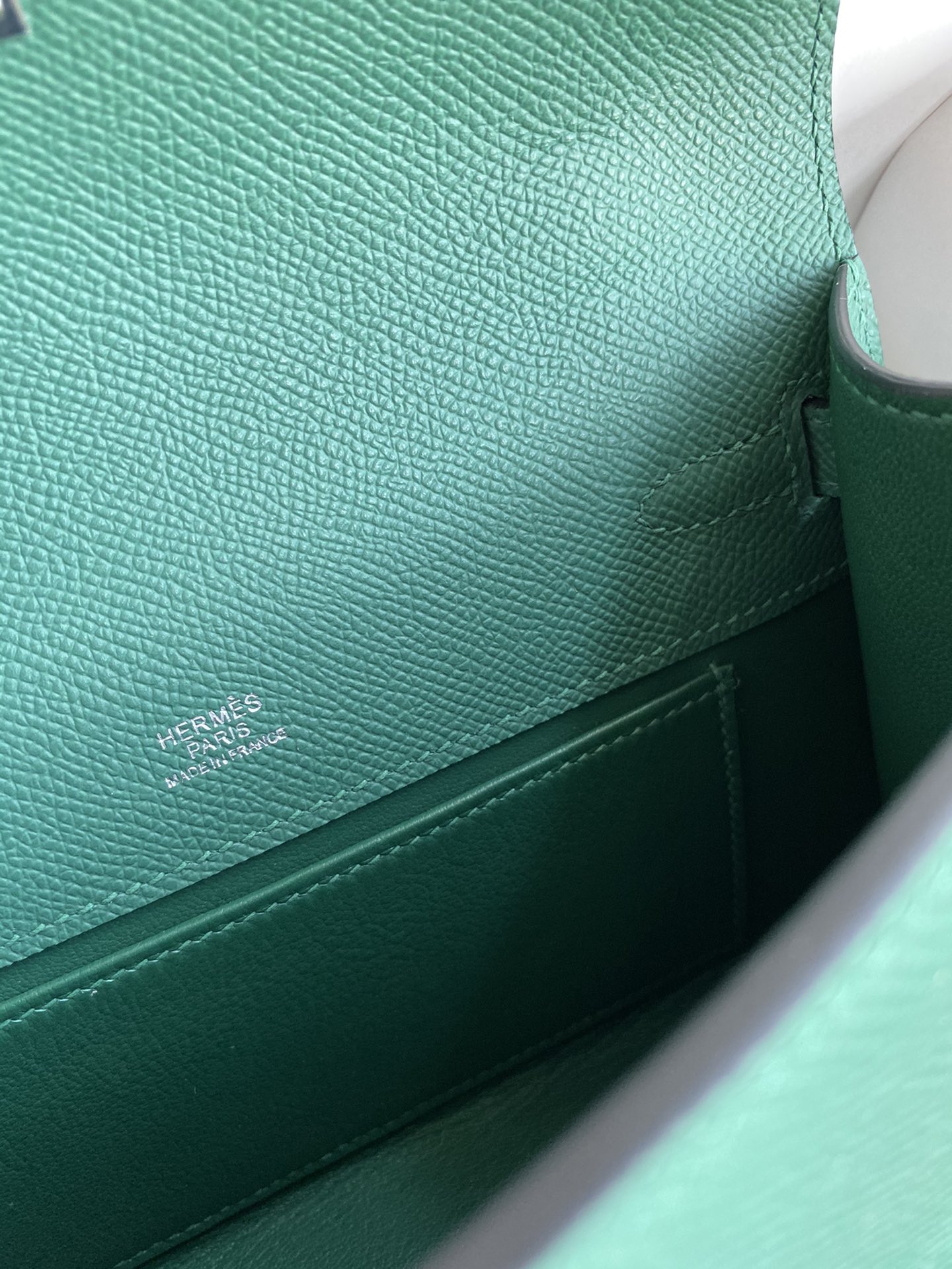 Hermes Mini Kelly Pochette 22cm Bag In Vert Vertigo Epsom Leather